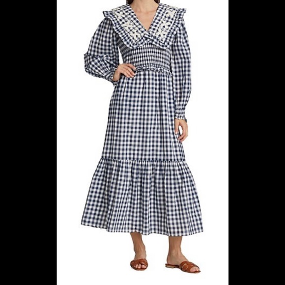 Sea New York Gina Blue and White Gingham Maxi Dress - Picture 2 of 12